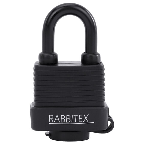 Замок навесной стальной 40мм "Всепогодный" оцинкованный, прорезиненный, 3 ключа, RABBITEX, 671300