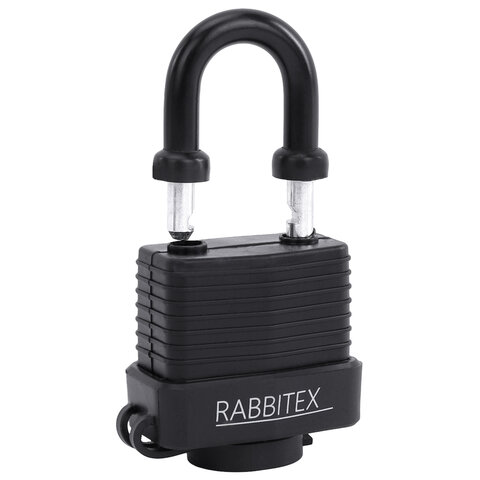 Замок навесной стальной 40мм "Всепогодный" оцинкованный, прорезиненный, 3 ключа, RABBITEX, 671300