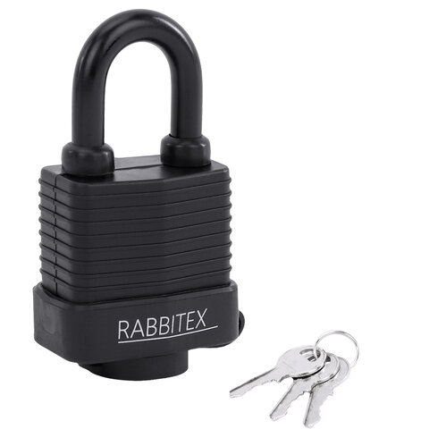Замок навесной стальной 50мм "Всепогодный" оцинкованный, прорезиненный, 3 ключа, RABBITEX, 671301