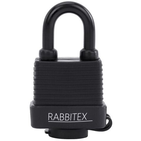 Замок навесной стальной 50мм "Всепогодный" оцинкованный, прорезиненный, 3 ключа, RABBITEX, 671301