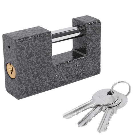 Замок навесной чугунный 90мм "Гаражный" с полимерным покрытием, 3 ключа, RABBITEX, 671303