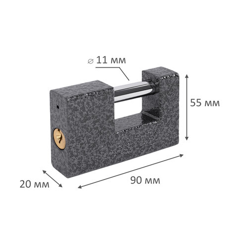 Замок навесной чугунный 90мм "Гаражный" с полимерным покрытием, 3 ключа, RABBITEX, 671303