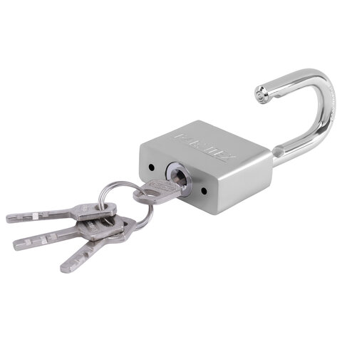 Замок навесной стальной 50мм "Никель", антикоррозионное покрытие, 4 ключа, RABBITEX, 671309