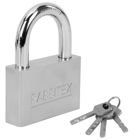Замок навесной стальной 70мм "Никель", антикоррозионное покрытие, 4 ключа, RABBITEX, 671311