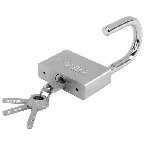Замок навесной стальной 70мм "Никель", антикоррозионное покрытие, 4 ключа, RABBITEX, 671311