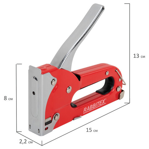 Степлер мебельный стальной, тип 53, 4-8мм, +200 скоб, RABBITEX, 671322
