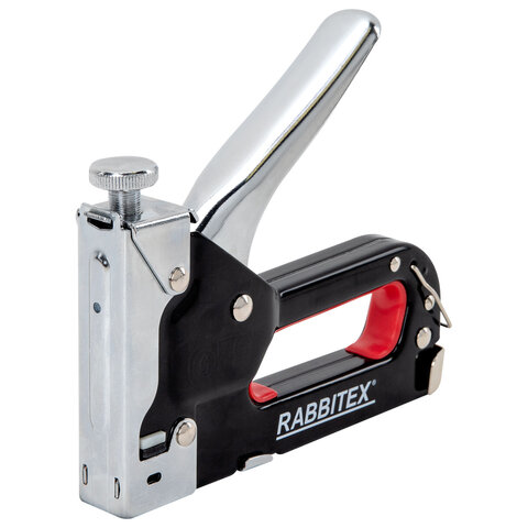 Степлер мебельный стальной регулируемый, тип 53, 4-14мм, +200 скоб, RABBITEX, 671323