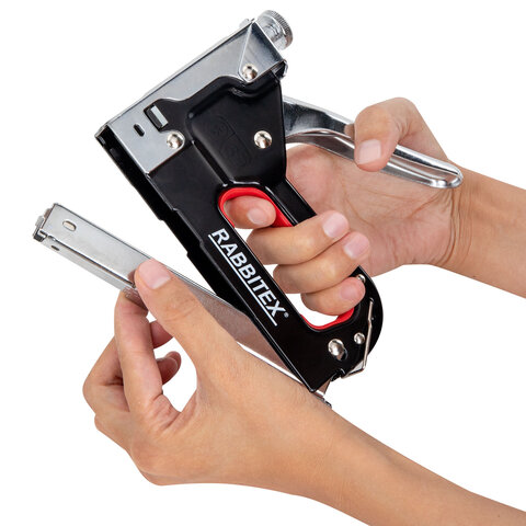 Степлер мебельный стальной регулируемый, тип 53, 4-14мм, +200 скоб, RABBITEX, 671323