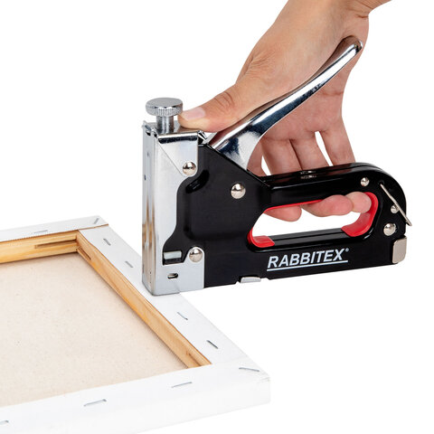 Степлер мебельный стальной регулируемый, тип 53, 4-14мм, +200 скоб, RABBITEX, 671323