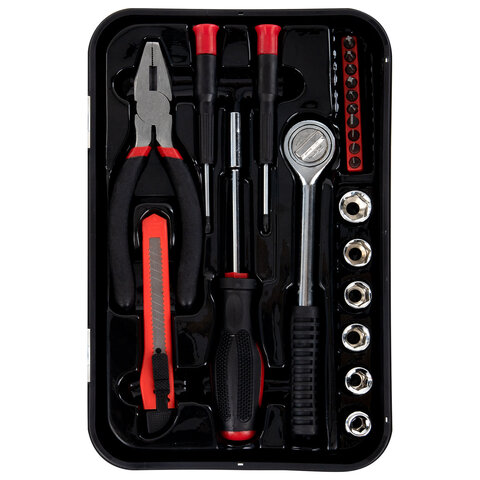 Набор инструментов универсальный, 22 предмета, пластиковый бокс, ГРАНДМАСТЕР, 671326