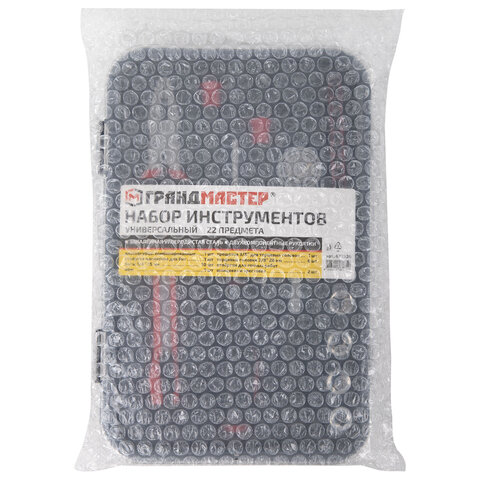Набор инструментов универсальный, 22 предмета, пластиковый бокс, ГРАНДМАСТЕР, 671326