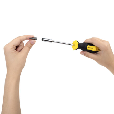 Набор отверток и бит, 65 предметов, двухкомпонентные рукоятки, пластиковый кейс, ГРАНДМАСТЕР, 671334 - фото 8