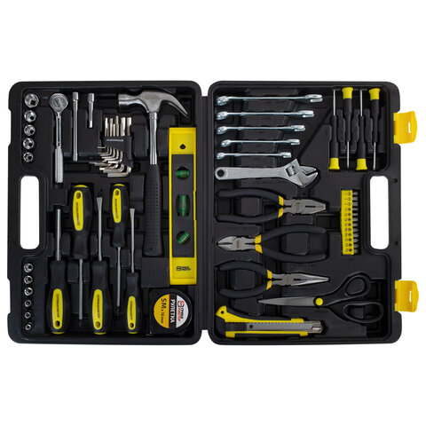 Набор инструментов универсальный, 60 предметов, пластиковый кейс, ГРАНДМАСТЕР, 671338