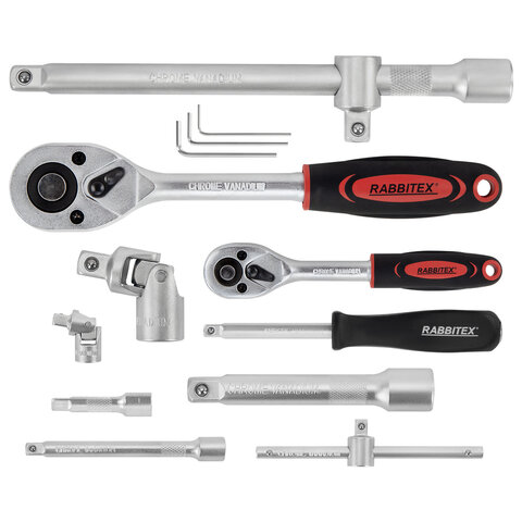 Набор инструментов для автомобиля, 108 предметов, пластиковый кейс, RABBITEX (РАББИТЕКС), 671339 - фото 7