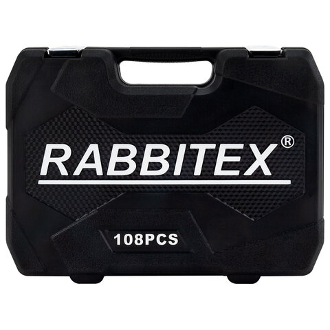 Набор инструментов для автомобиля, 108 предметов, пластиковый кейс, RABBITEX (РАББИТЕКС), 671339 - фото 12