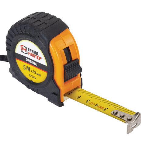 Рулетка измерительная 5,0мх19мм, обрезиненный корпус, ГРАНДМАСТЕР Original, 671345