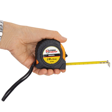 Рулетка измерительная 5,0мх19мм, обрезиненный корпус, ГРАНДМАСТЕР Original, 671345