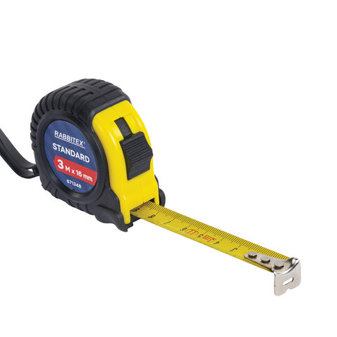 Рулетка измерительная 3,0мх16мм, RABBITEX Standard, обрезиненный корпус, 671348
