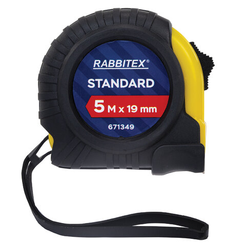 Рулетка измерительная 5,0мх19мм, RABBITEX Standard, обрезиненный корпус, 671349