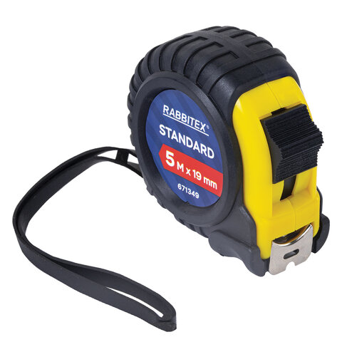 Рулетка измерительная 5,0мх19мм, RABBITEX Standard, обрезиненный корпус, 671349
