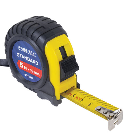 Рулетка измерительная 5,0мх19мм, RABBITEX Standard, обрезиненный корпус, 671349