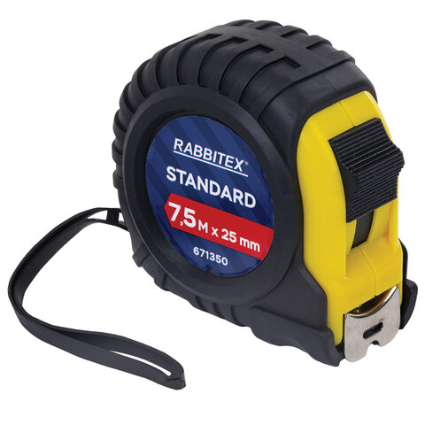 Рулетка измерительная 7,5мх25мм, RABBITEX Standard, обрезиненный корпус, 671350