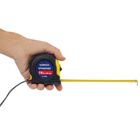 Рулетка измерительная 7,5мх25мм, RABBITEX Standard, обрезиненный корпус, 671350