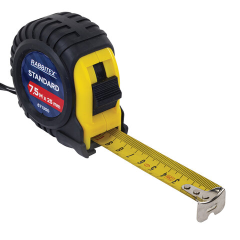 Рулетка измерительная 7,5мх25мм, RABBITEX Standard, обрезиненный корпус, 671350