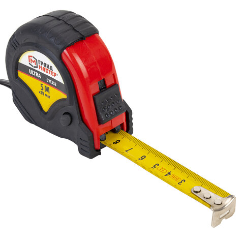 Рулетка измерительная 5,0мх19мм, обрезиненный корпус, 3 мех. фиксации, ГРАНДМАСТЕР Ultra, 671352