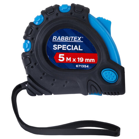 Рулетка измерительная 5,0мх19мм, RABBITEX Special, обрезиненный корпус, 3 механ. фиксации, 671354