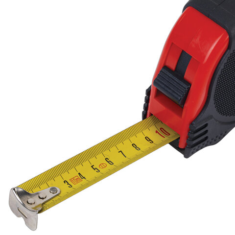 Рулетка измерительная 10мх25мм, RABBITEX Professional, обрезиненный корпус, 3 мех. фиксац, 671359