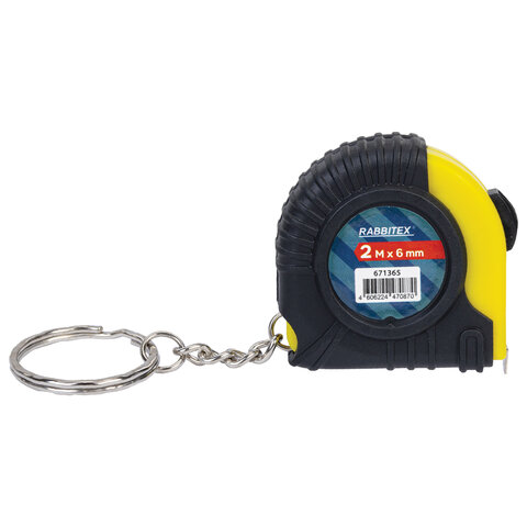 Рулетка-брелок, 2,0мх8мм, RABBITEX, обрезиненный корпус, 671365