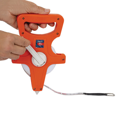 Рулетка геодезическая 20мх13мм, RABBITEX, лента фибергласс, открытый корпус, 671366