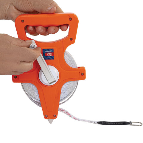 Рулетка геодезическая 30мх13мм, RABBITEX, фибергласс, открытый корпус, 671367