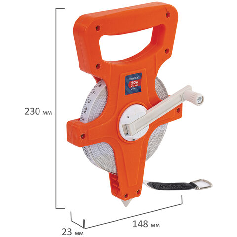Рулетка геодезическая 30мх13мм, RABBITEX, фибергласс, открытый корпус, 671367