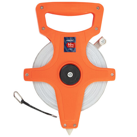 Рулетка геодезическая 50мх13мм, RABBITEX, лента фибергласс, открытый корпус, 671368