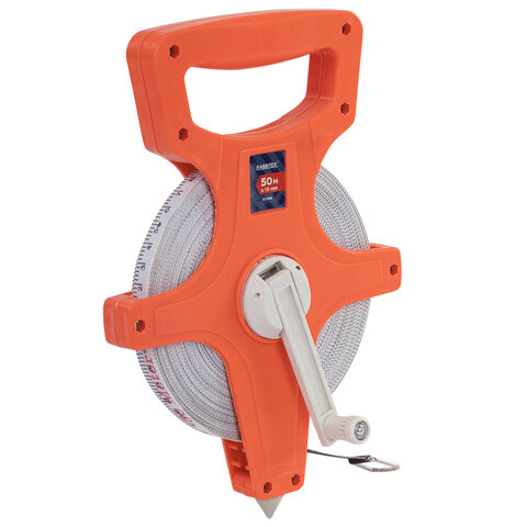 Рулетка геодезическая 50мх13мм, RABBITEX, лента фибергласс, открытый корпус, 671368