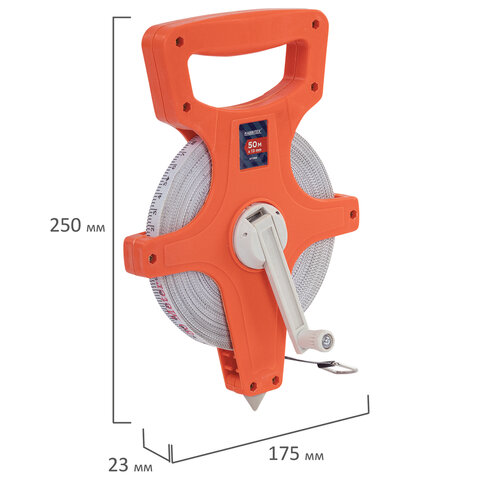 Рулетка геодезическая 50мх13мм, RABBITEX, лента фибергласс, открытый корпус, 671368