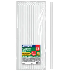 Клеевые стержни белые, клейкость МАКСИМУМ (стройка, ремонт, хобби), 11&times;270 мм, 50 штук, RABBITEX (РАББИТЕКС), 671493