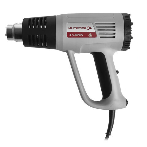 Фен технический сетевой, 2000 Вт, насадки 4 шт., рабочая температура 600 °С, расход 500 л/мин, ИНТЕРСКОЛ ФЭ-2000Э, 192.0.1.00 - фото 2
