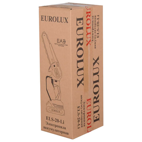 Пила цепная аккумуляторная EUROLUX ELS-20-Li, 20В, 150мм, Li-ion 2 Ач, 70/10/56 - фото 5