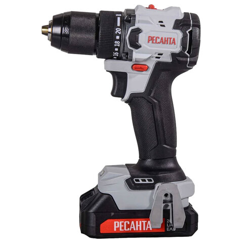 Дрель-шуруповерт аккумуляторная бесщеточная, 20В, 70 Нм, 2х2,0 А*ч, РЕСАНТА ДА-20-2ЛК-БП, 75/14/15 - фото 2