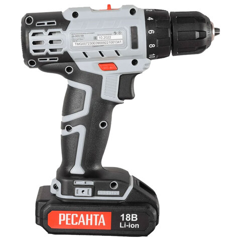 Дрель-шуруповерт аккумуляторная, 18В, 50 Нм, 2х2,0 А*ч, РЕСАНТА ДА-50Л2-18А, 75/14/9 - фото 3