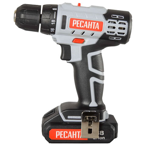 Дрель-шуруповерт аккумуляторная, 18В, 50 Нм, 2х2,0 А*ч, РЕСАНТА ДА-50Л2-18А, 75/14/9 - фото 2