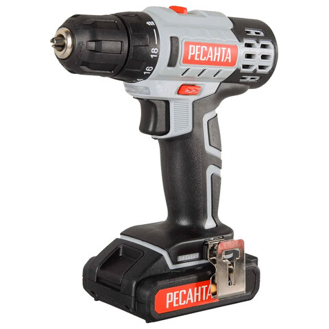 Дрель-шуруповерт аккумуляторная, 18В, 50 Нм, 2х2,0 А*ч, РЕСАНТА ДА-50Л2-18А, 75/14/9