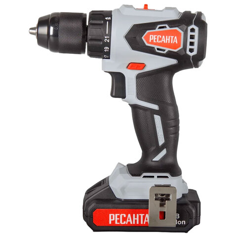Дрель-шуруповерт аккумуляторная бесщеточная, 20В, 55 Нм, 2х2,0 А*ч, РЕСАНТА ДА-20-2ЛК-Б, 75/14/10 - фото 2