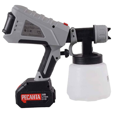 Краскопульт аккумуляторный, 20В, 1.0л, 800 мл/мин, сопло 1-2.5 мм, 1х4А*ч, РЕСАНТА АКП-20Li, 75/17/3 - фото 3