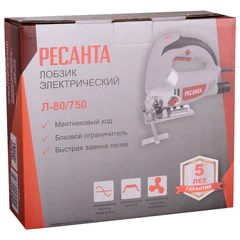 Лобзик сетевой, 750 Вт, 3000 ход/мин, глубина реза 80 мм, РЕСАНТА Л-80/750, 75/9/3