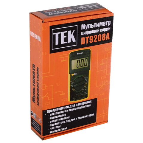 Мультиметр, цифровой ЖК дисплей, 1000В, 32 режима работы, ТЕК (РЕСАНТА) DT 9208A, 61/10/507 - фото 8