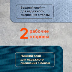 Коврик для йоги и фитнеса спортивный двухцветный, ТПЭ, 183x61x0,6 см, голубой/синий, DASWERK (ДАСВЕРК), 680033